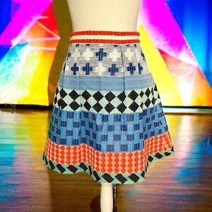 Novis Multicolor Woven Jacquard Pleated A-Line Skirt Resort 2015 Collection SZ6